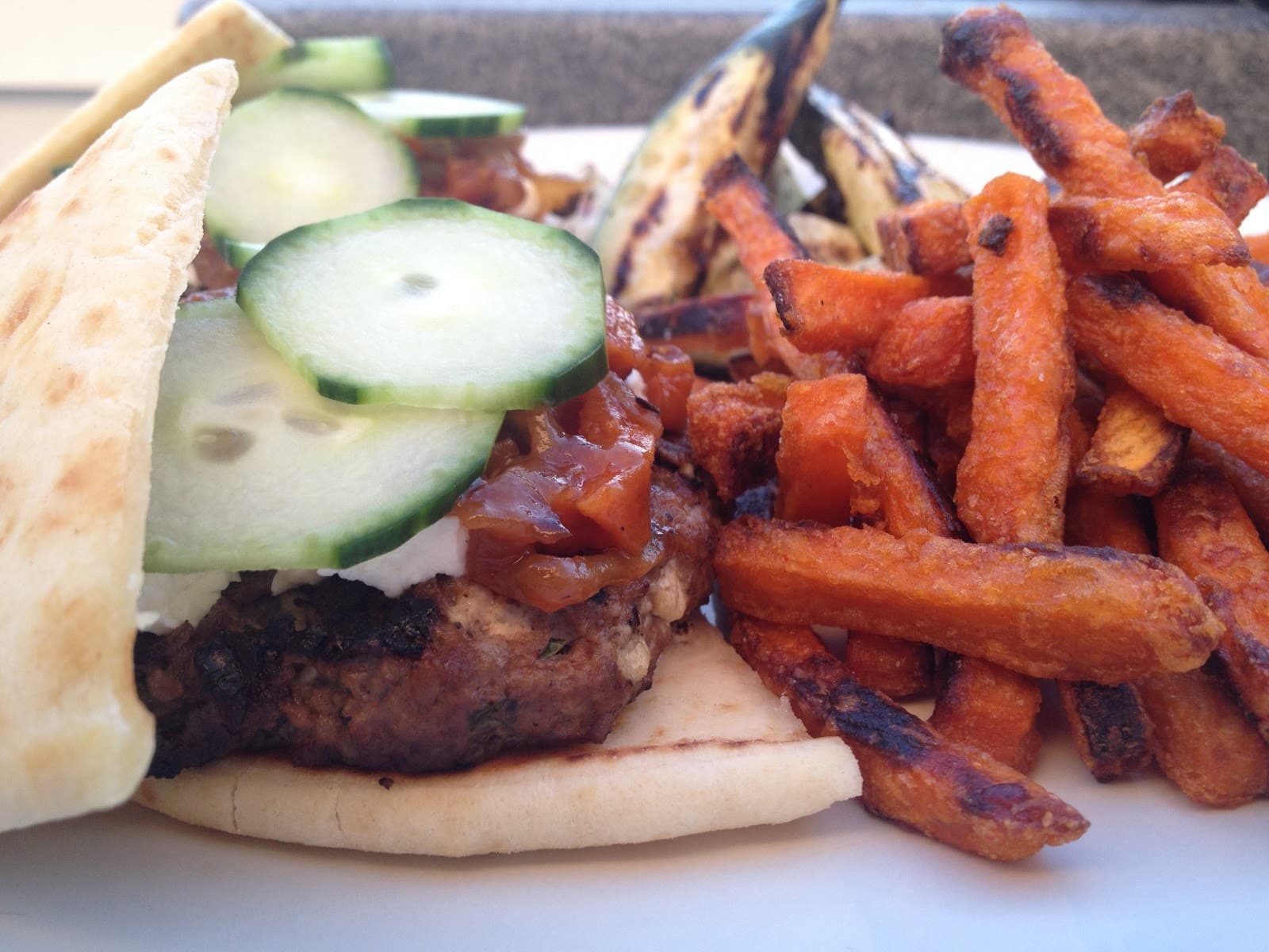 Greekgasm: Lamb Sliders on Pita with an Apricot-Onion Relish