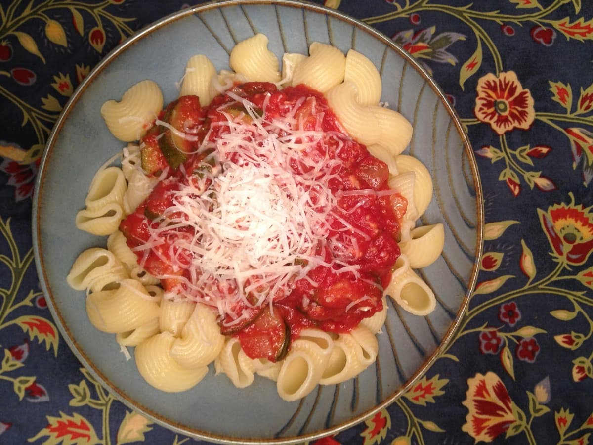 Family Style Pasta with a Zucchini Marinara