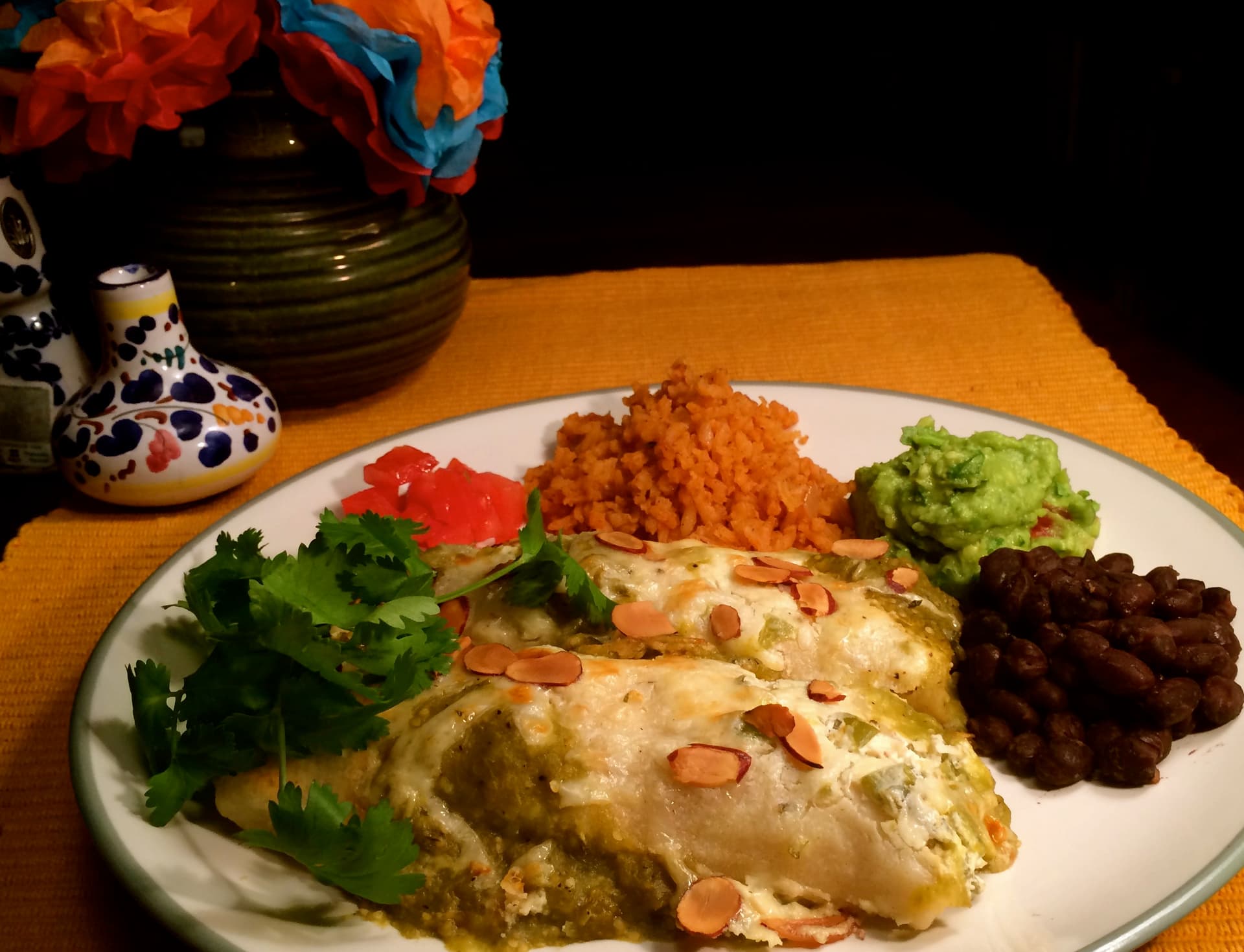 Ooh La La Enchiladas with Chicken, Almonds, and Tomatillo