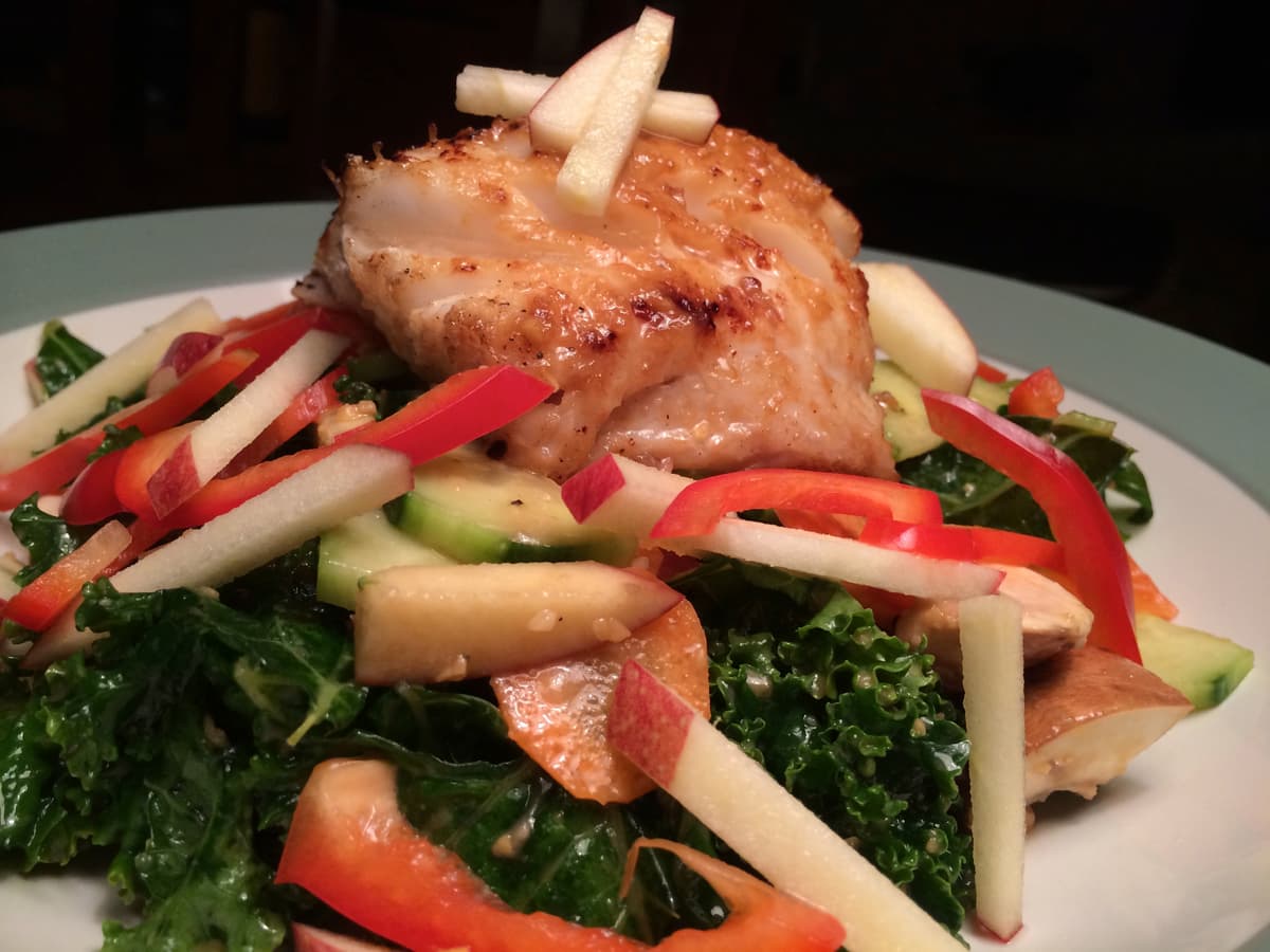 Winter Detox Salad with Kale and Miso Dressing