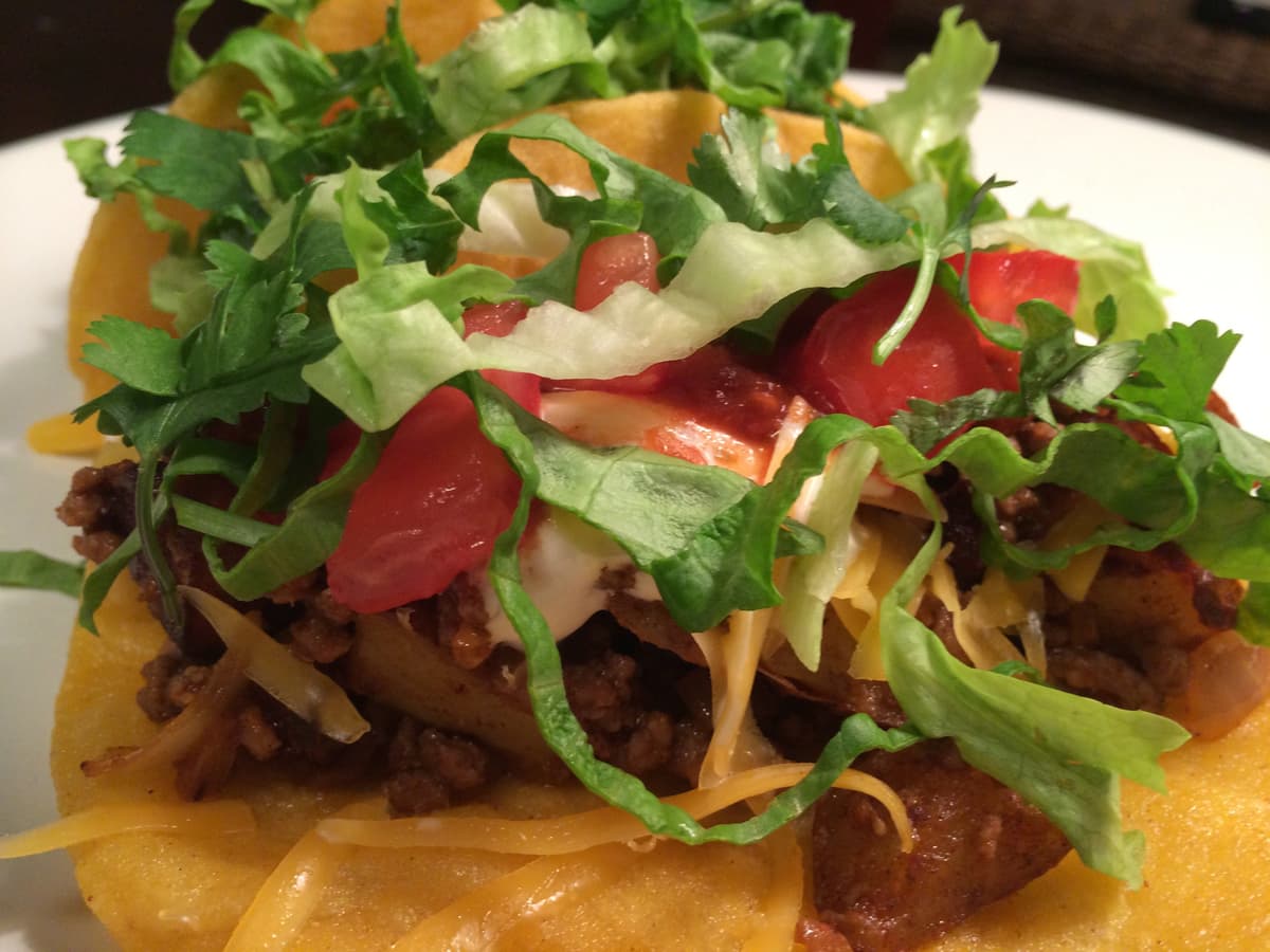 Touchdown Tacos with Potatoes and Ground Beef