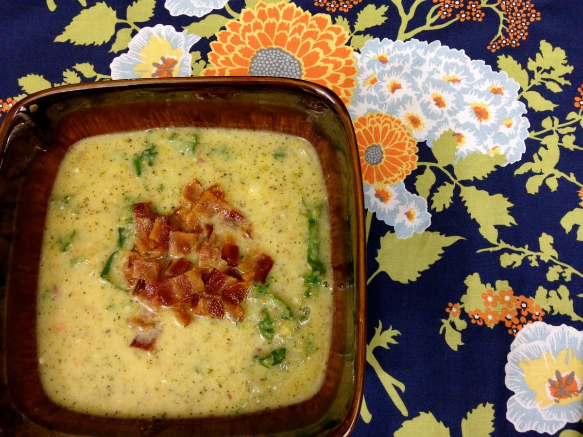 Humpday Soup with Broccoli, Kale, and Cheddar