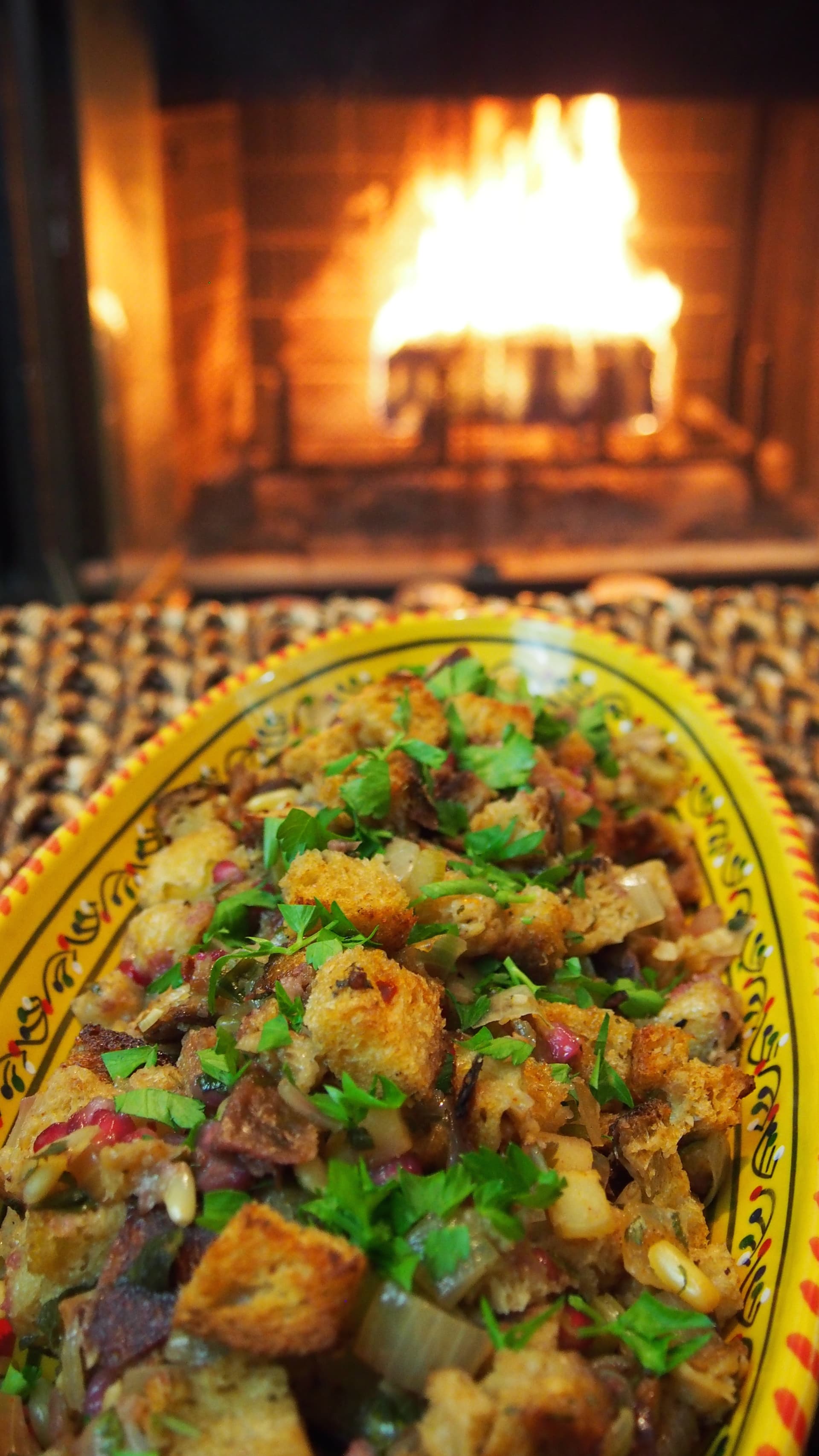 Sassy Holiday Dressing with Pine Nuts and Pomegranate